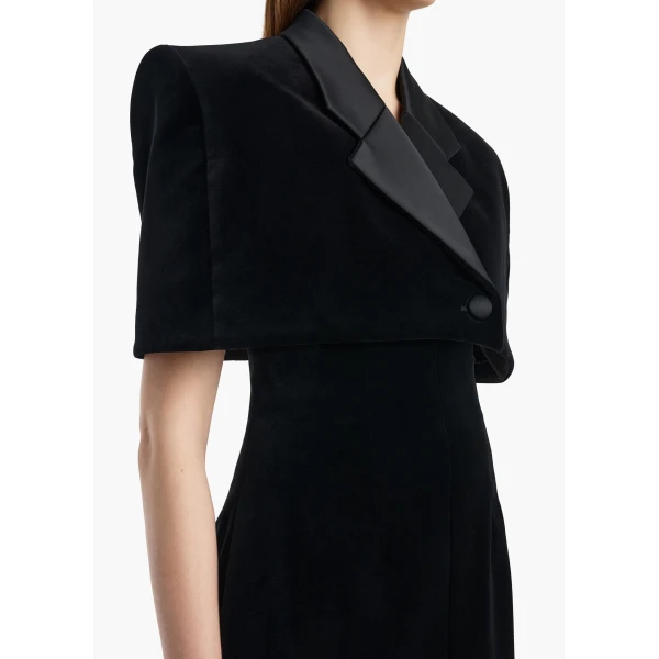 Khaite Ilora Jacket in Black Velvet | Jackets | Coveti