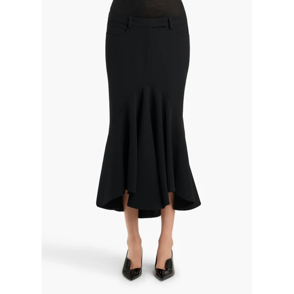 Khaite Inez Skirt in Black Crepe | Skirts | Coveti