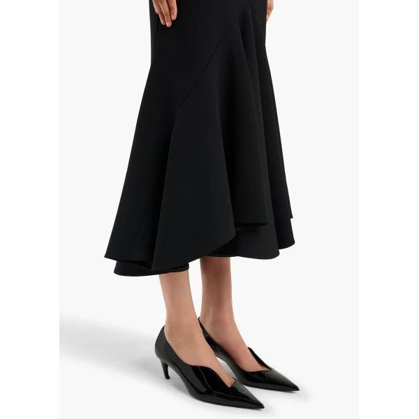 Khaite Inez Skirt in Black Crepe | Skirts | Coveti