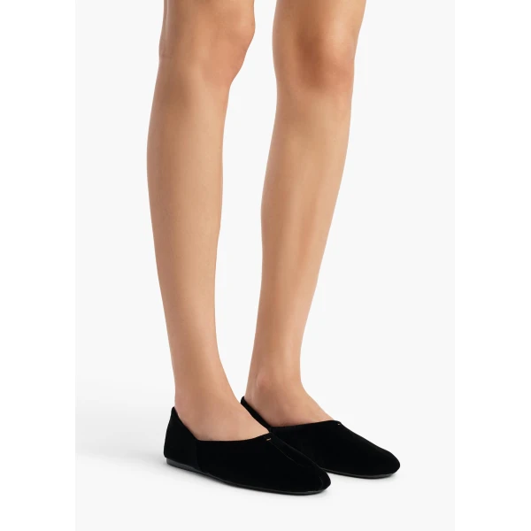 Khaite Jane Flat in Black Velvet | Shoes | Coveti