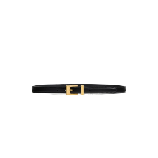 Manhattan Belt in Black Leather with Gold