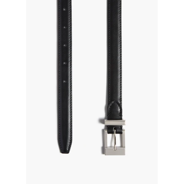 Manhattan Belt in Black Leather with Silver - Image 2