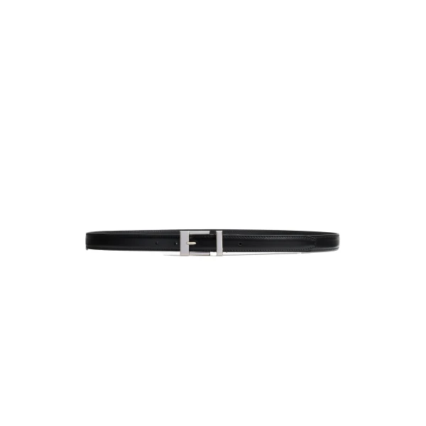 Manhattan Belt in Black Leather with Silver