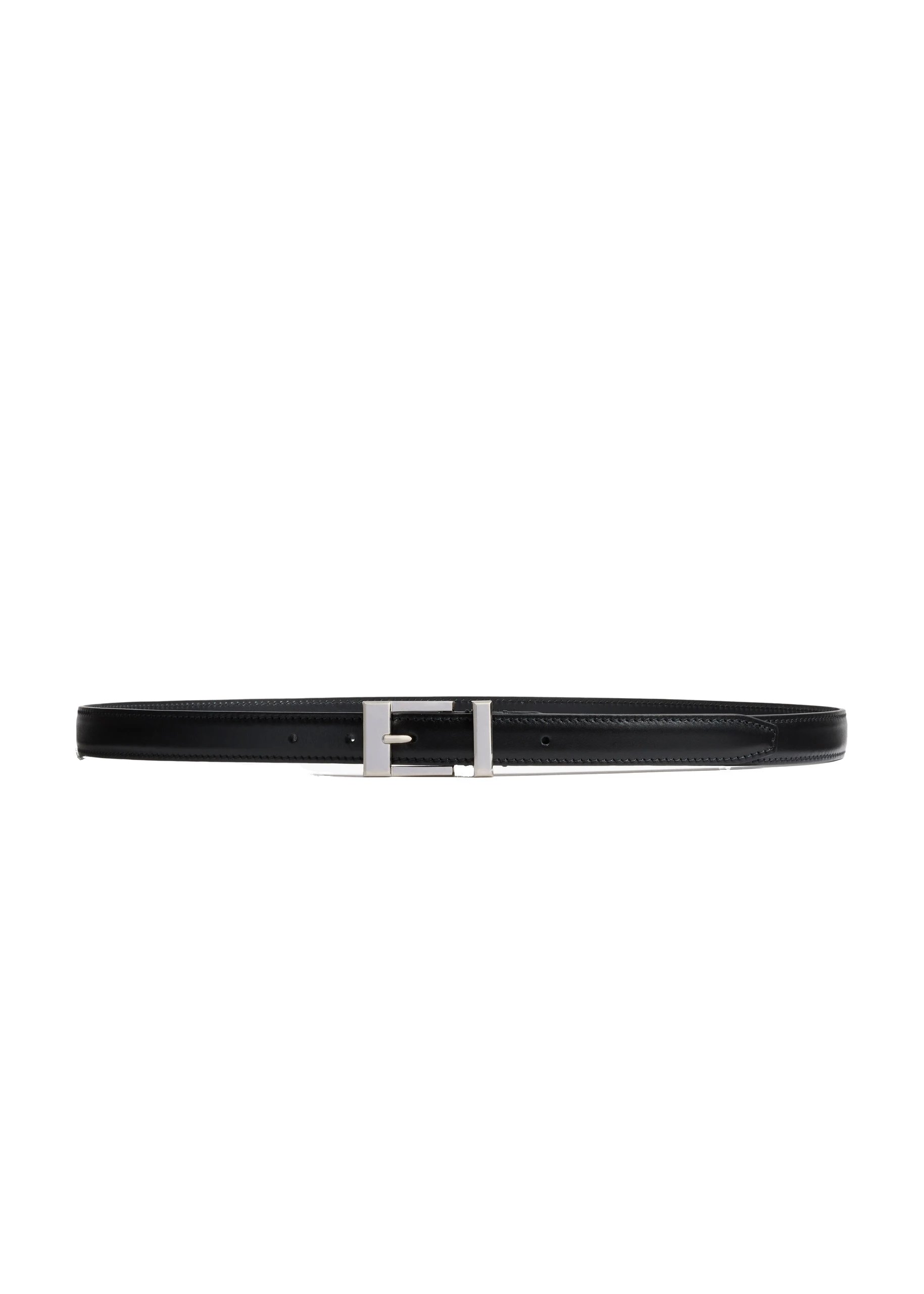 Khaite Manhattan Belt in Black Leather with Silver | Buy Accessories at Coveti Khaite Manhattan Belt in Black Leather with Silver
