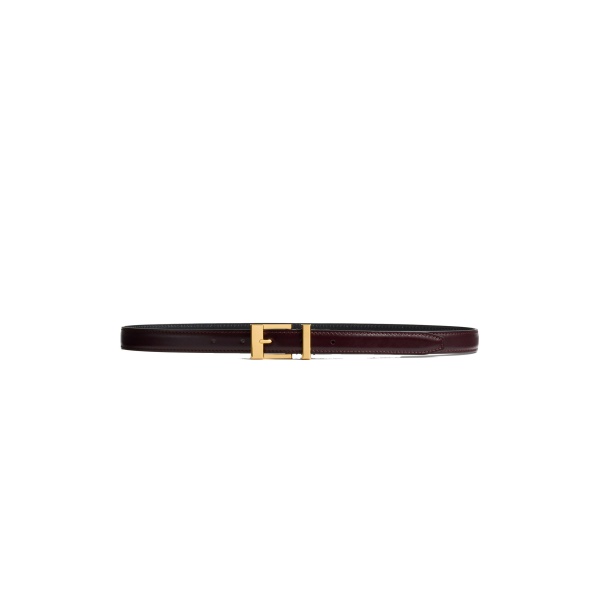Khaite Manhattan Belt in Bordeaux Leather with Gold