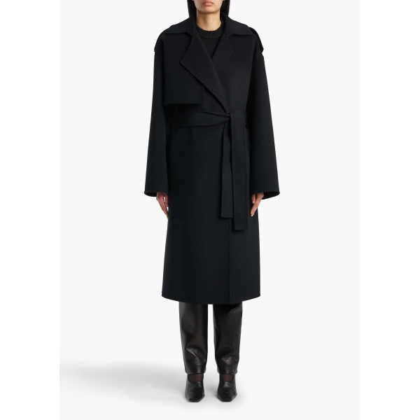 Khaite Manston Coat in Black | Coats | Coveti