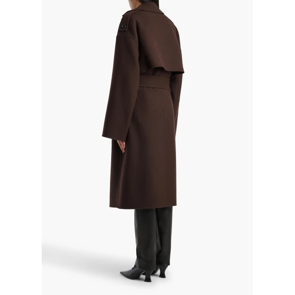 Khaite Manston Coat in Dark Brown | Coats | Coveti