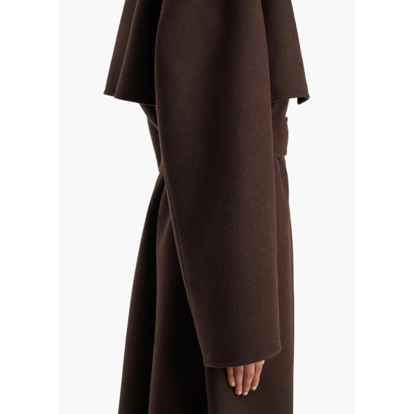 Khaite Manston Coat in Dark Brown | Coats | Coveti