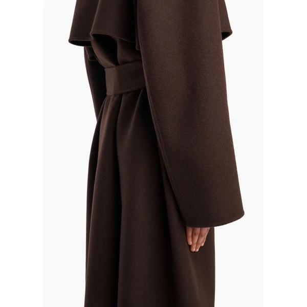 Khaite Manston Coat in Dark Brown | Coats | Coveti