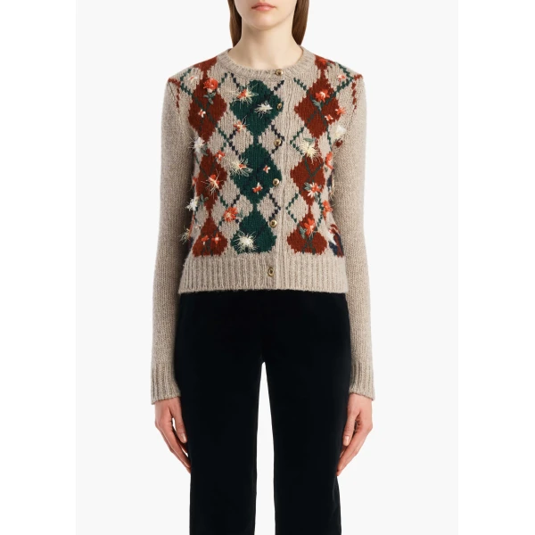 Khaite Marcela Embroidery Cardigan in Primary Multi | Cardigan | Coveti