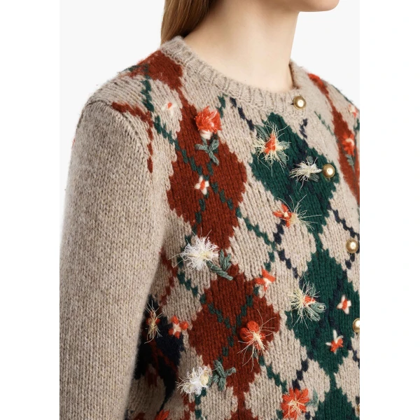 Khaite Marcela Embroidery Cardigan in Primary Multi | Cardigan | Coveti