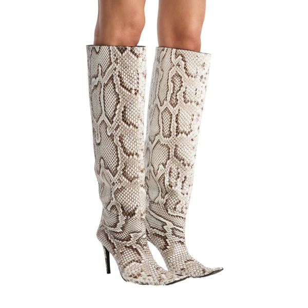 Marlene Knee-High Boot in Natural Python - Image 3