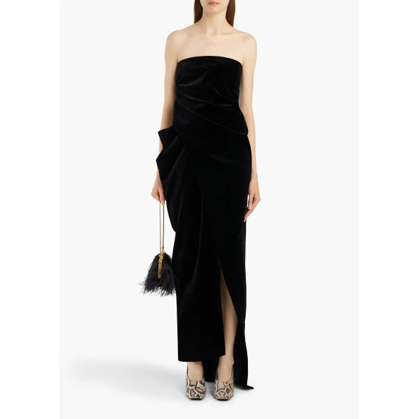 Khaite Marou Dress in Black Velvet | Dresses | Coveti