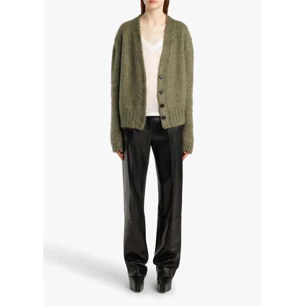 Khaite Maura Cardigan in Olive | Cardigan | Coveti