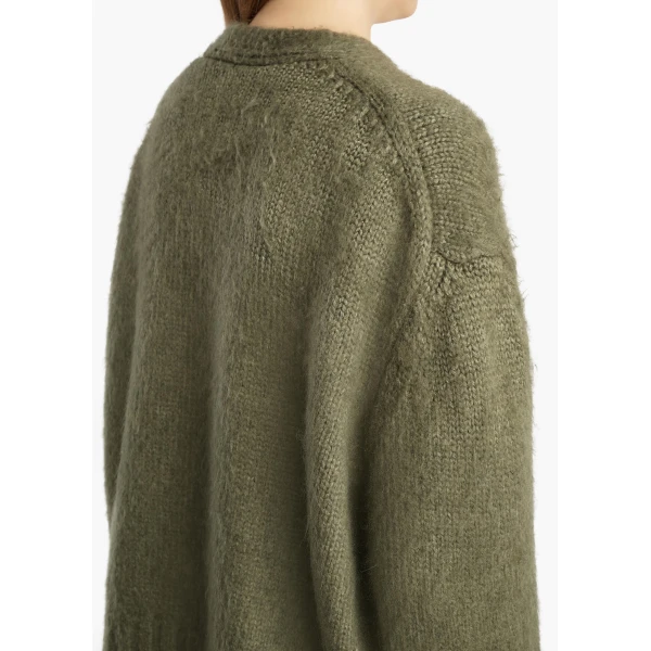 Khaite Maura Cardigan in Olive | Cardigan | Coveti