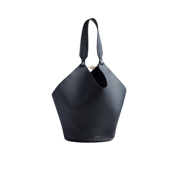 Khaite Medium Lotus Tote in Midnight Navy Pebbled Leather | Totes & Top-Handle Bags | Coveti