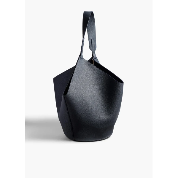 Khaite Medium Lotus Tote in Midnight Navy Pebbled Leather | Totes & Top-Handle Bags | Coveti