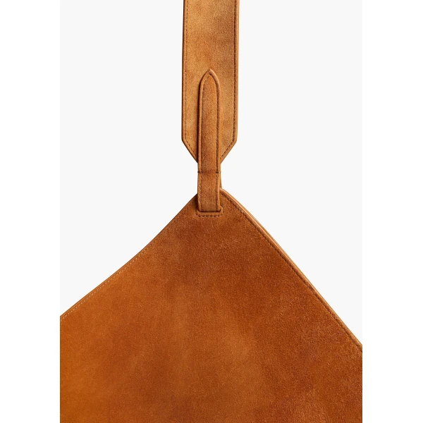 Khaite Medium Lotus Tote in Tan Suede | Totes & Top-Handle Bags | Coveti
