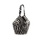 Khaite Medium Lotus Tote in Zebra Print Haircalf and Black Suede | Totes & Top-Handle Bags | Coveti