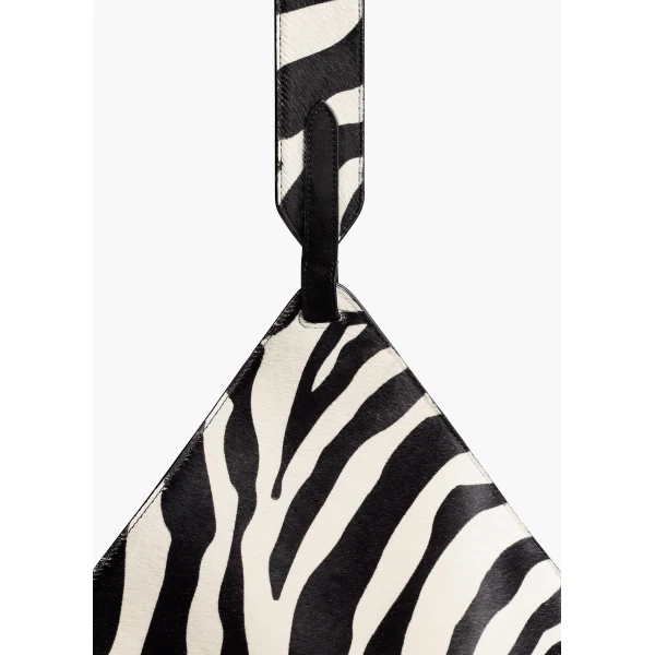 Khaite Medium Lotus Tote in Zebra Print Haircalf and Black Suede | Totes & Top-Handle Bags | Coveti