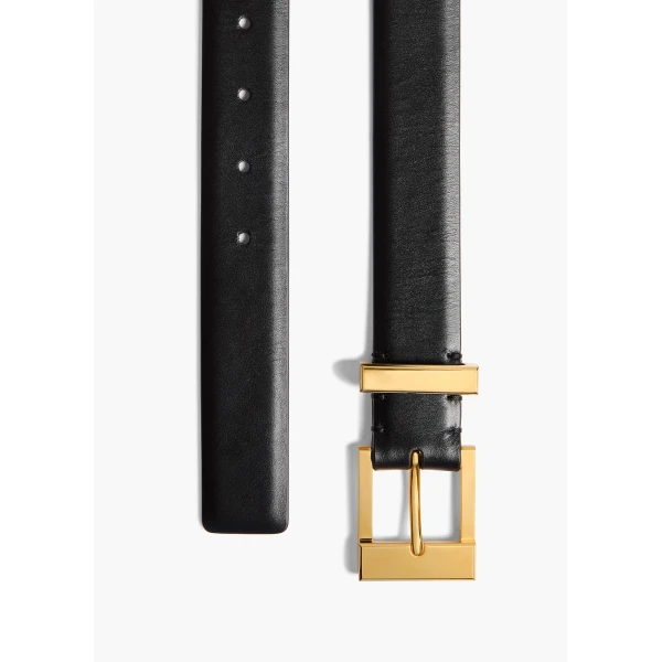 Medium Manhattan Belt in Black Leather with Gold - Image 2