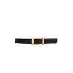 Khaite Medium Manhattan Belt in Black Leather with Gold