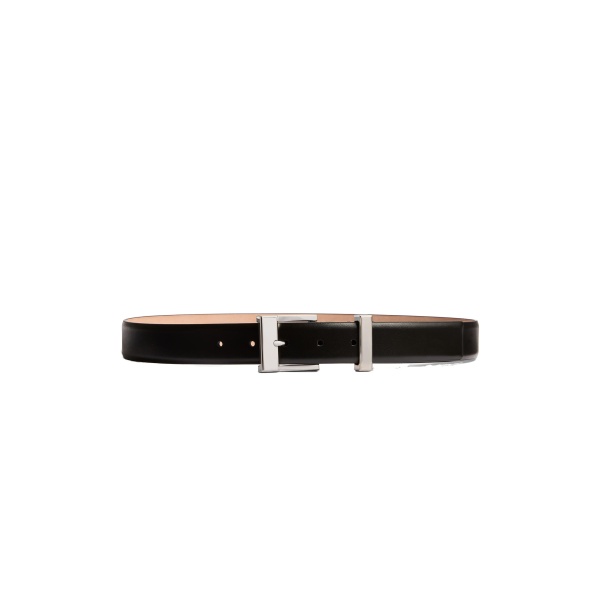Khaite Medium Manhattan Belt in Black Leather with Silver