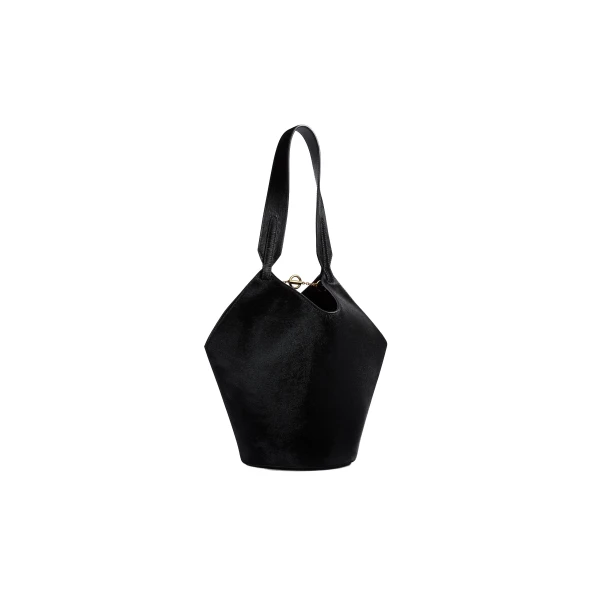 Khaite Mini Lotus Tote in Black Haircalf | Totes & Top-Handle Bags | Coveti