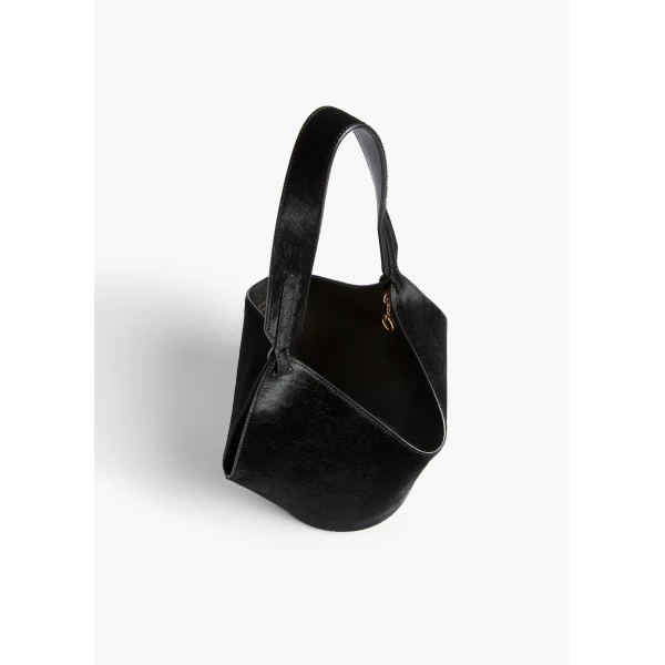 Khaite Mini Lotus Tote in Black Haircalf | Totes & Top-Handle Bags | Coveti