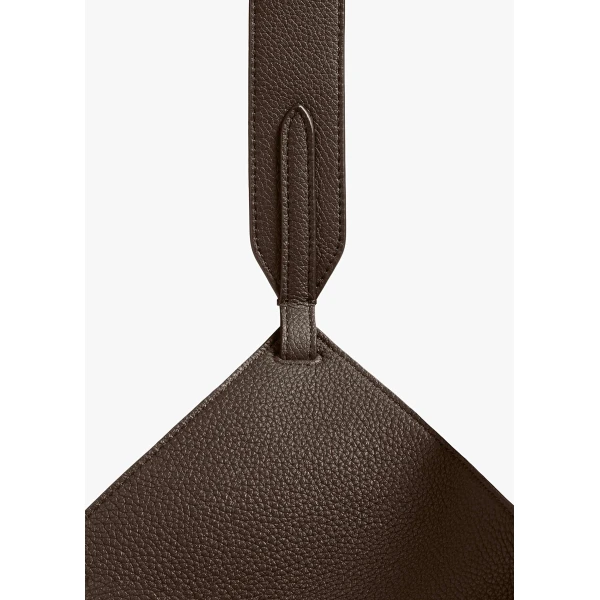 Khaite Mini Lotus Tote in Espresso Pebbled Leather | Totes & Top-Handle Bags | Coveti