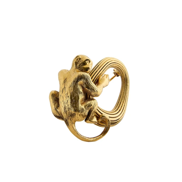 Monkey Brooch in Antique Gold - Image 2