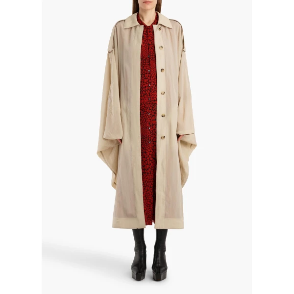 Khaite Noa Coat in Limestone | Coats | Coveti