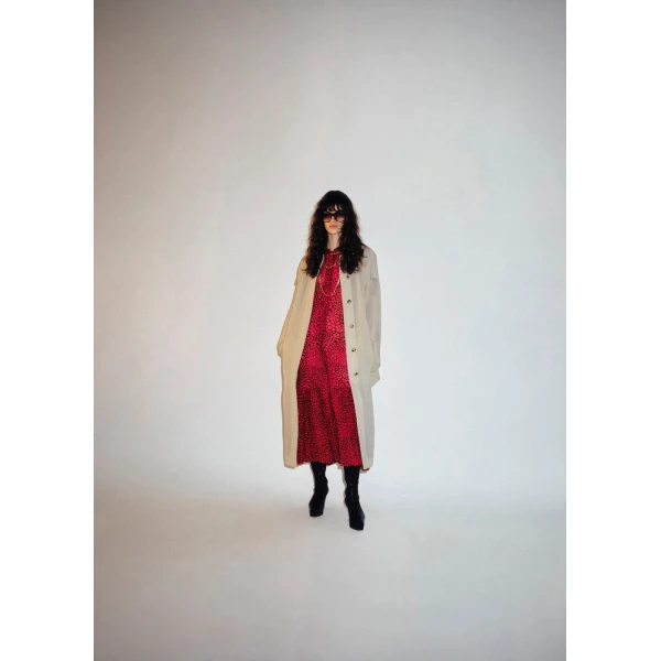 Khaite Noa Coat in Limestone | Coats | Coveti