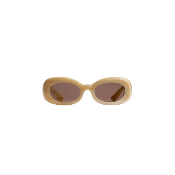 Khaite Oliver Peoples 1992C Sunglasses in Beige Silk and Brown