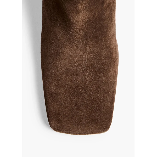 Khaite Petra Knee-High Boot in Ebano Suede | Boots | Coveti