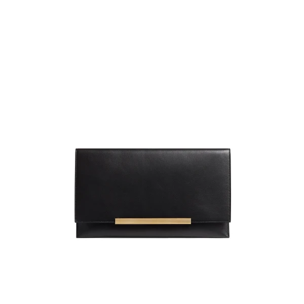 Piper Clutch in Black Leather