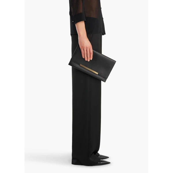 Khaite Piper Clutch in Black Leather | Clutch Bags | Coveti