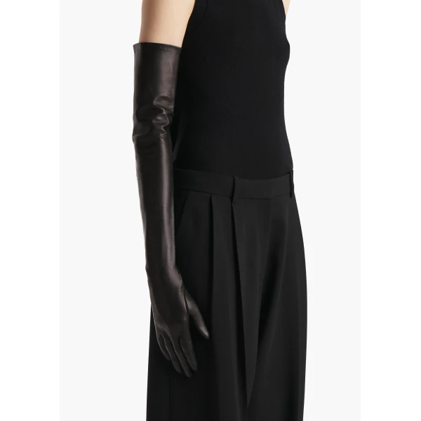 Remo Long Gloves in Black Leather - Image 2