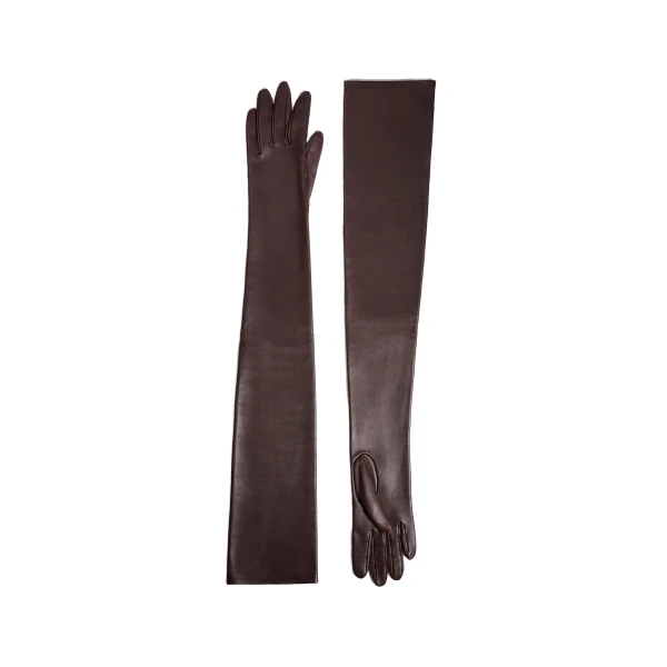Remo Long Gloves in Brown Leather