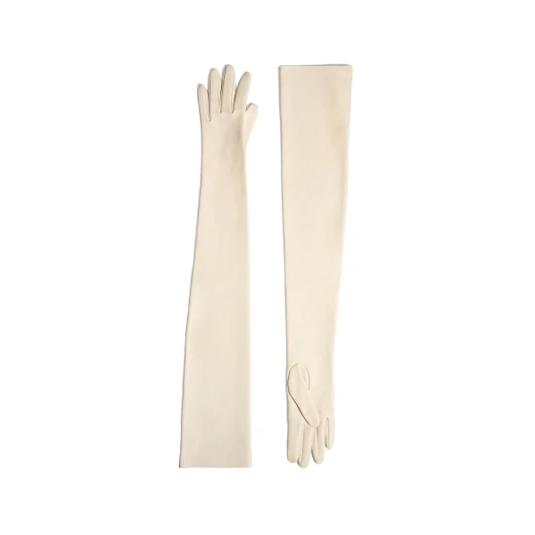 Remo Long Gloves in Cream Leather