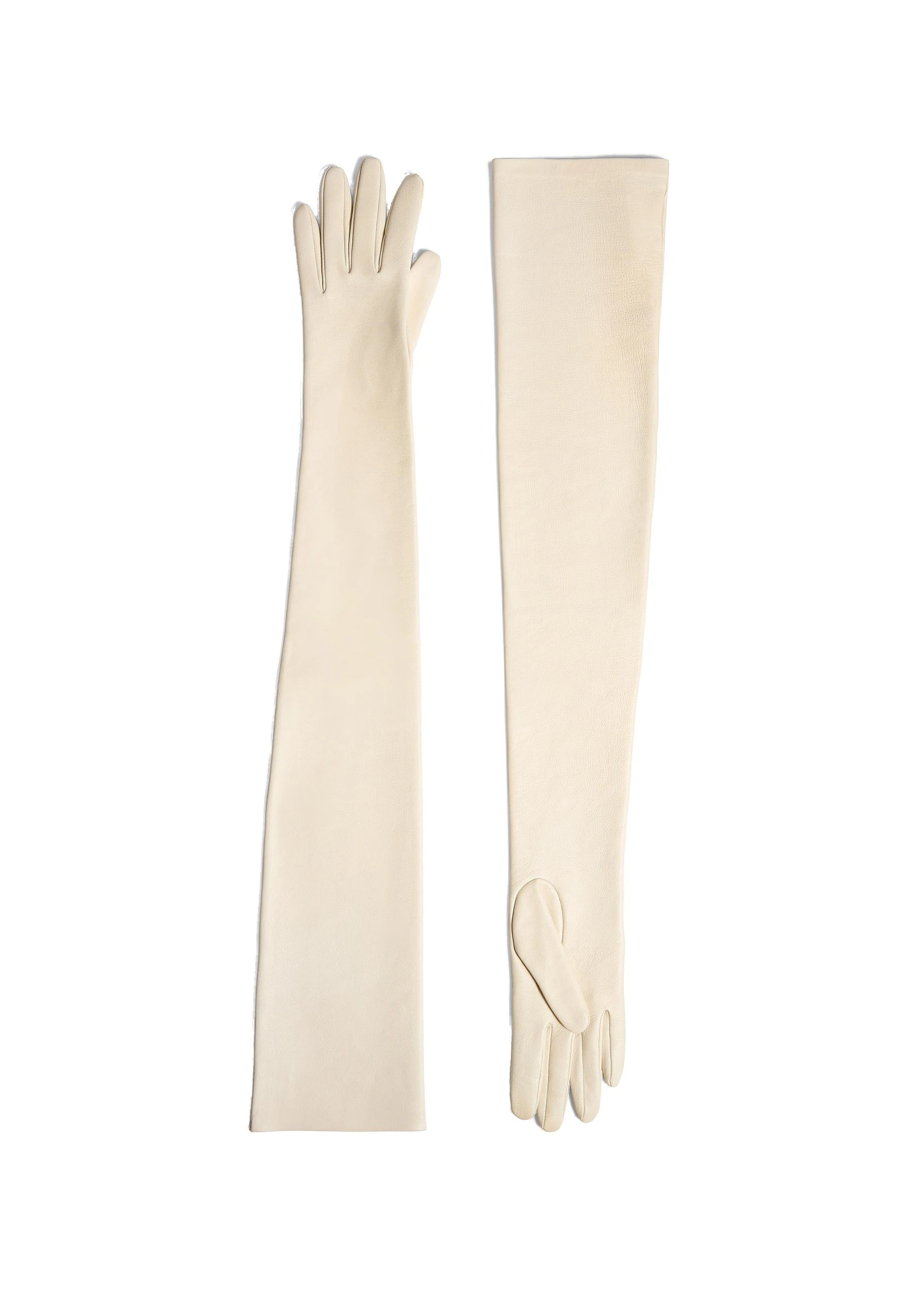 Khaite Remo Long Gloves in Cream Leather | Buy Accessories at Coveti Khaite Remo Long Gloves in Cream Leather