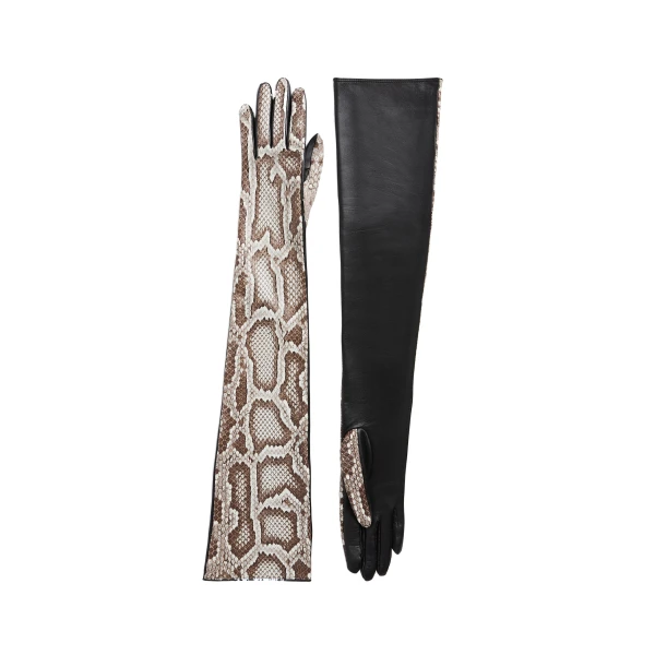 Remo Long Gloves in Natural Python