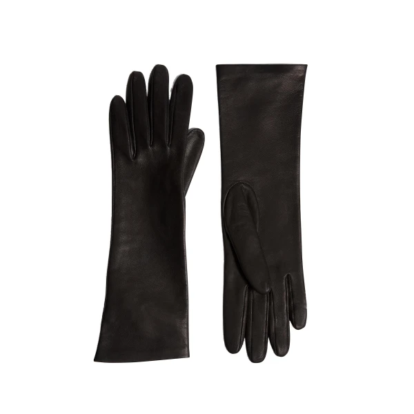 Khaite Remo Mid-Length Gloves in Black Leather
