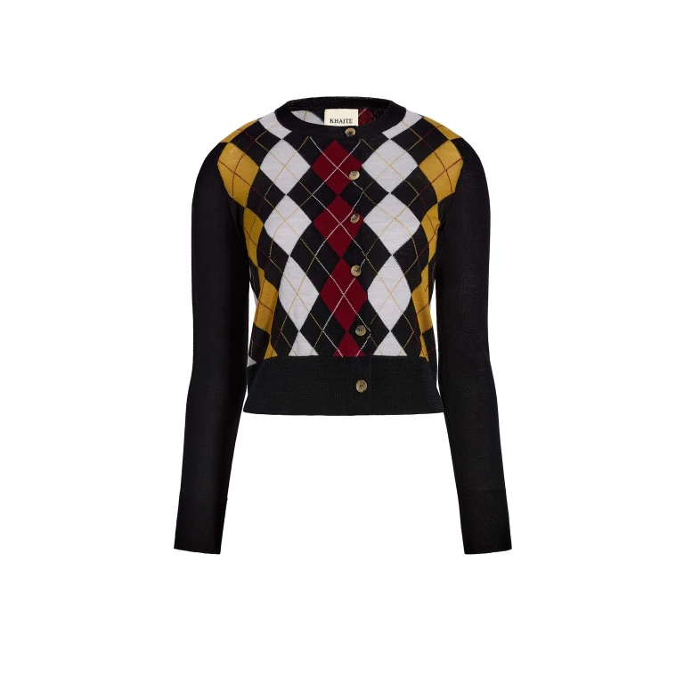 Khaite Rita Cardigan in Black Multi | Knitwear | Coveti