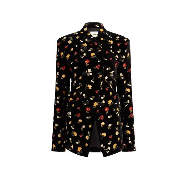 Rolo Jacket in Black Flower Embroidery