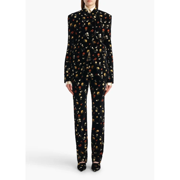 Khaite Rolo Jacket in Black Flower Embroidery | Jackets | Coveti