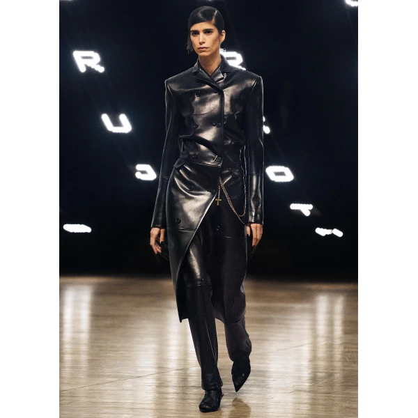Khaite Rolon Coat in Black Leather | Leather Coats | Coveti