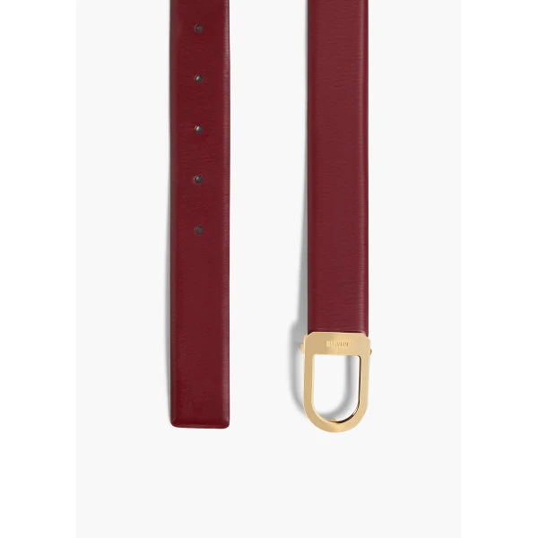 Saddle Belt in Oxblood Leather with Gold - Image 2