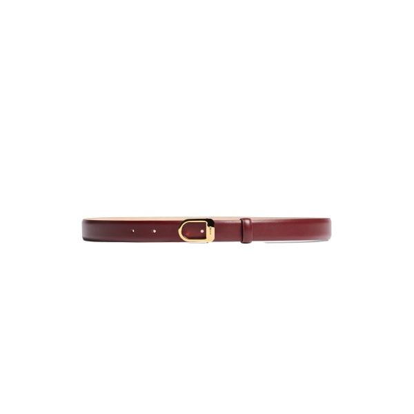 Khaite Saddle Belt in Oxblood Leather with Gold