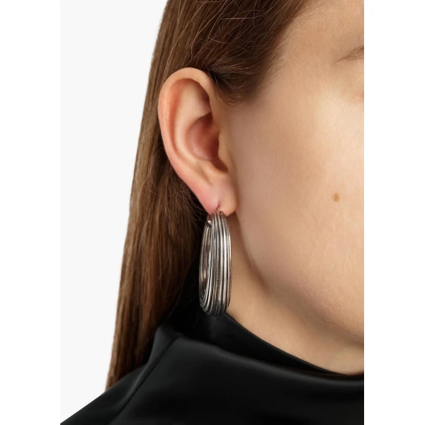 Santa Fe Hoop Earrings in Antique Silver - Image 2